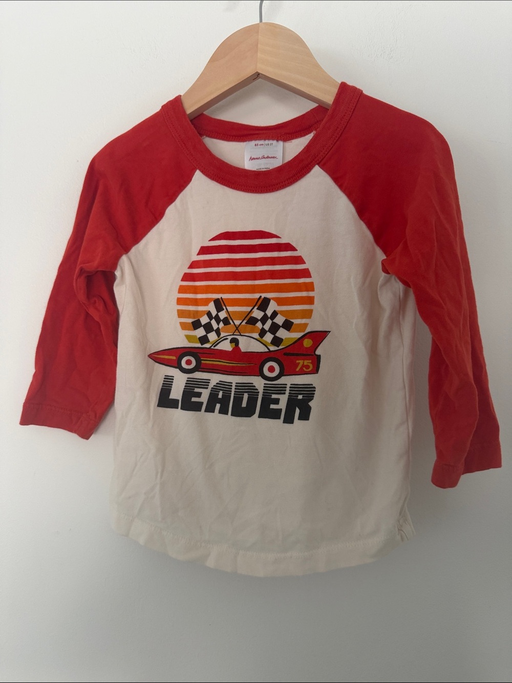 Hannah Anderson Leader Racing Raglan Kids Soft 100% Cotton Tee Red 2T
